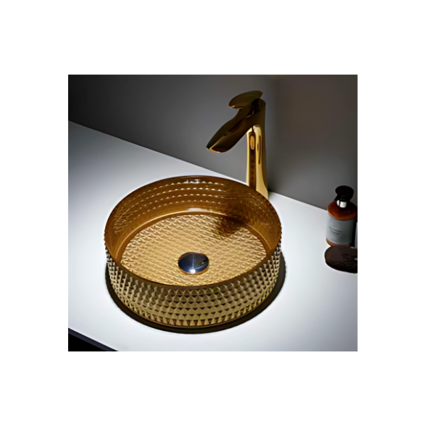 Genova lavatório Pousar vidro transparente dourado