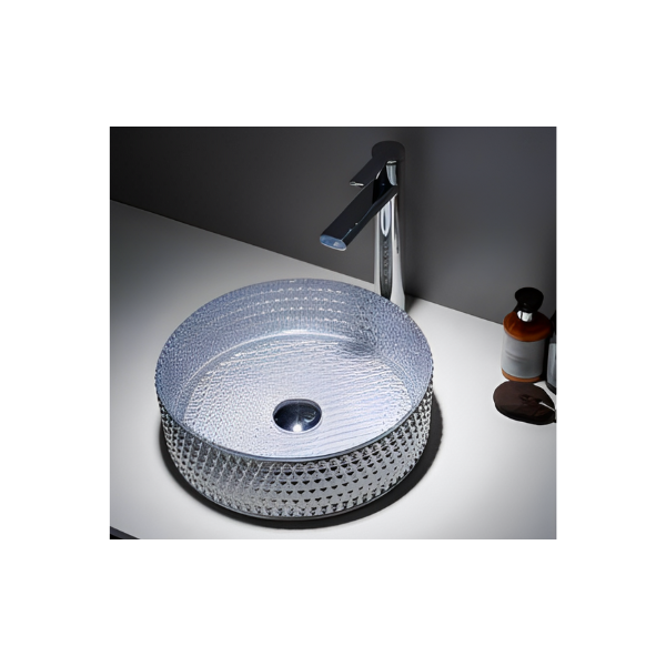 Turin lavatório Pousar vidro transparente c/fundo dourado