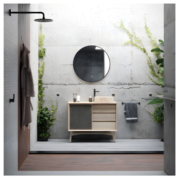 Móvel BERGEN Chão 100 cm Madeira e Cinza