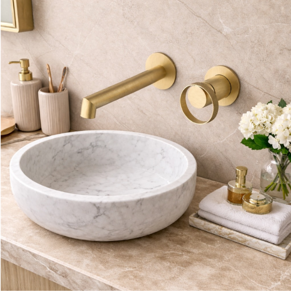 Marselha Monocomando lavatório embutido Ouro mate   