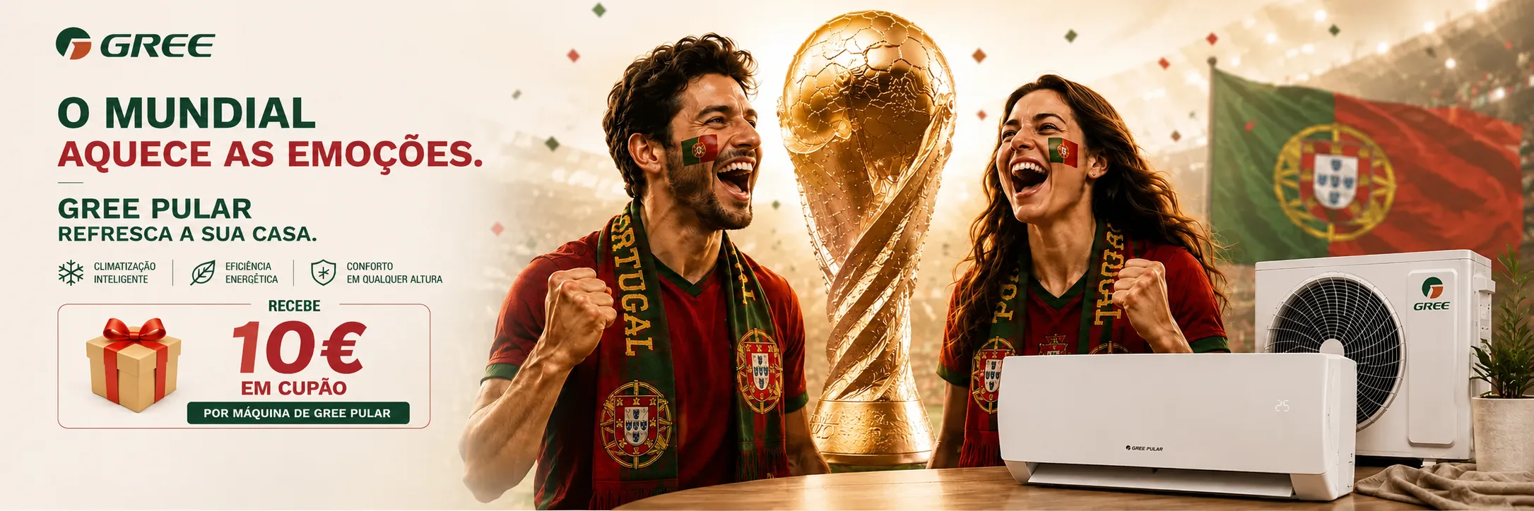 Gree Pular x  World Cup 2026 – Recebe 10€ em cupão por máquina de Gree Pular